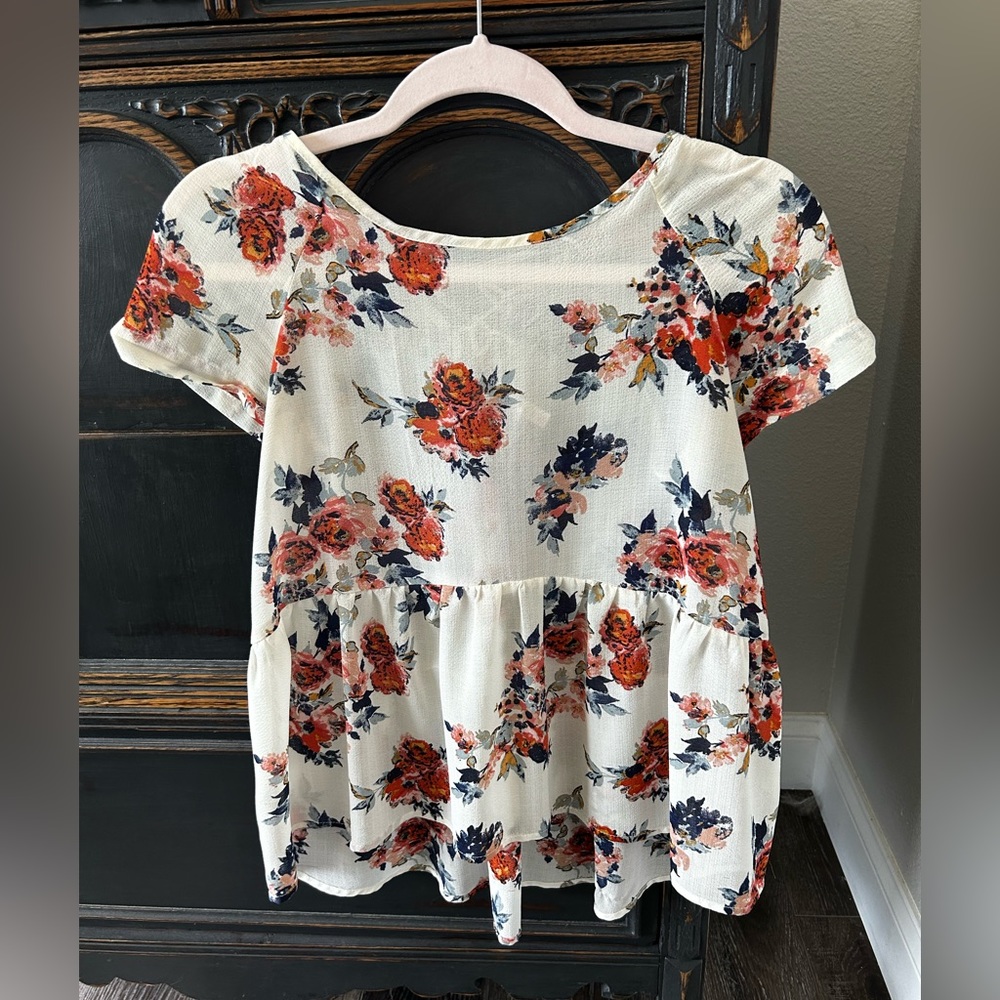 Sheer Floral Babydoll Tee